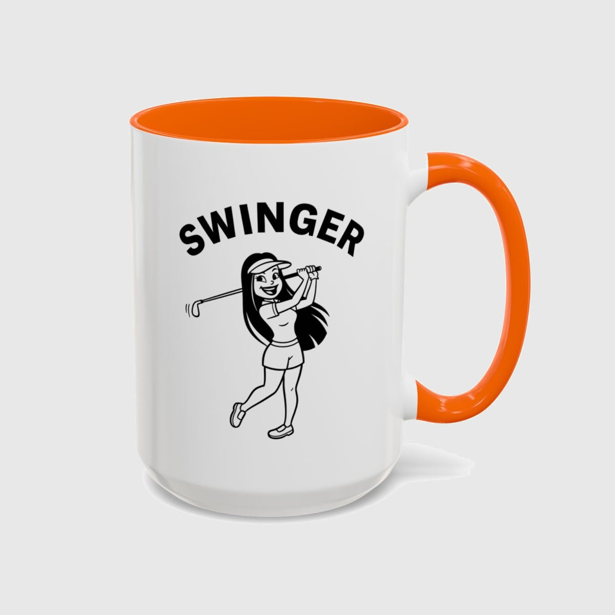 Retro Swinger Women's Golf T-Shirt - Golf Mug in Orange
