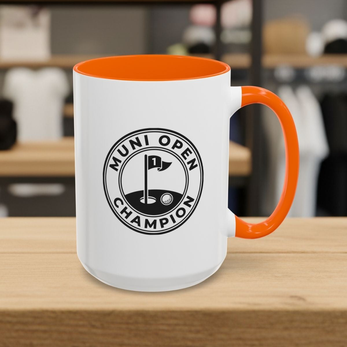 MUNI OPEN CHAMPION - MUNICIPAL GOLF COURSE MUG in Orange