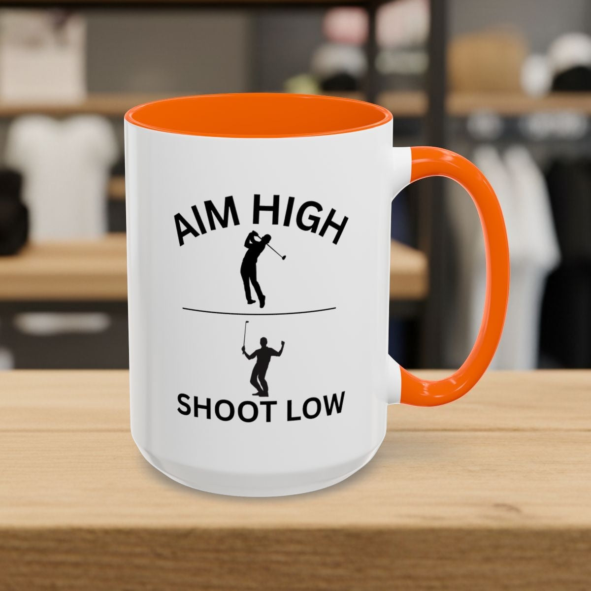 Aim High - Shoot Low (Male) - Golf Mug - 15oz in Orange
