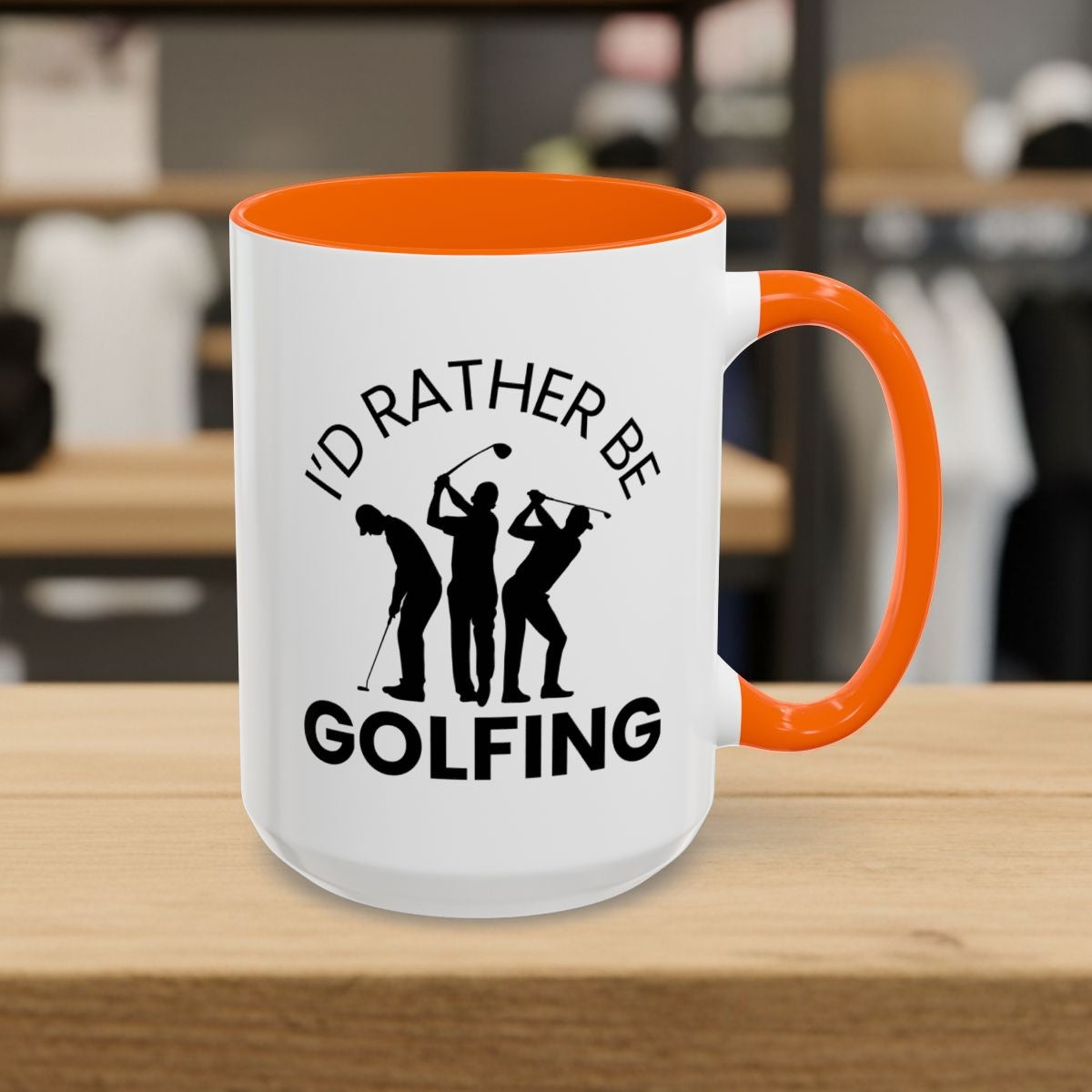 I'd Rather Be Golfing - Golf Mug - 15oz in Orange