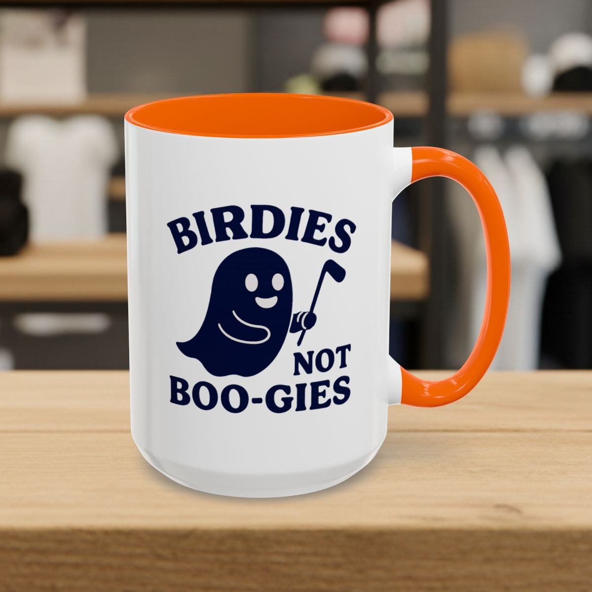 Birdies not BOO-GIES - Golf Mug - 15oz in Orange