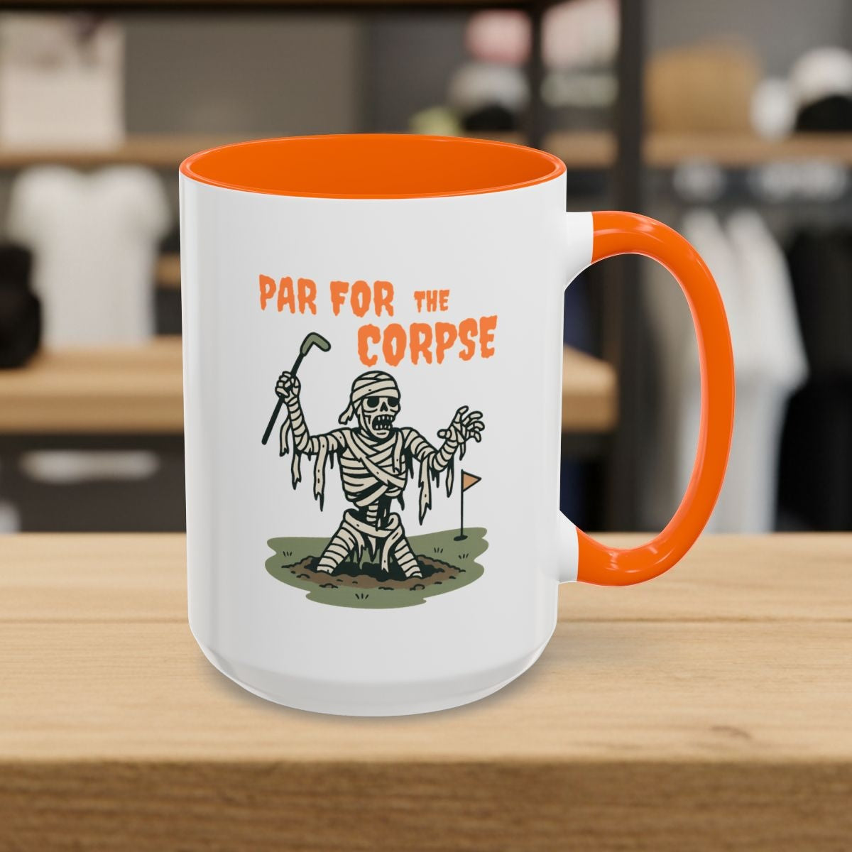 Par for the Corpse - Golf Mug - 15oz in Orange