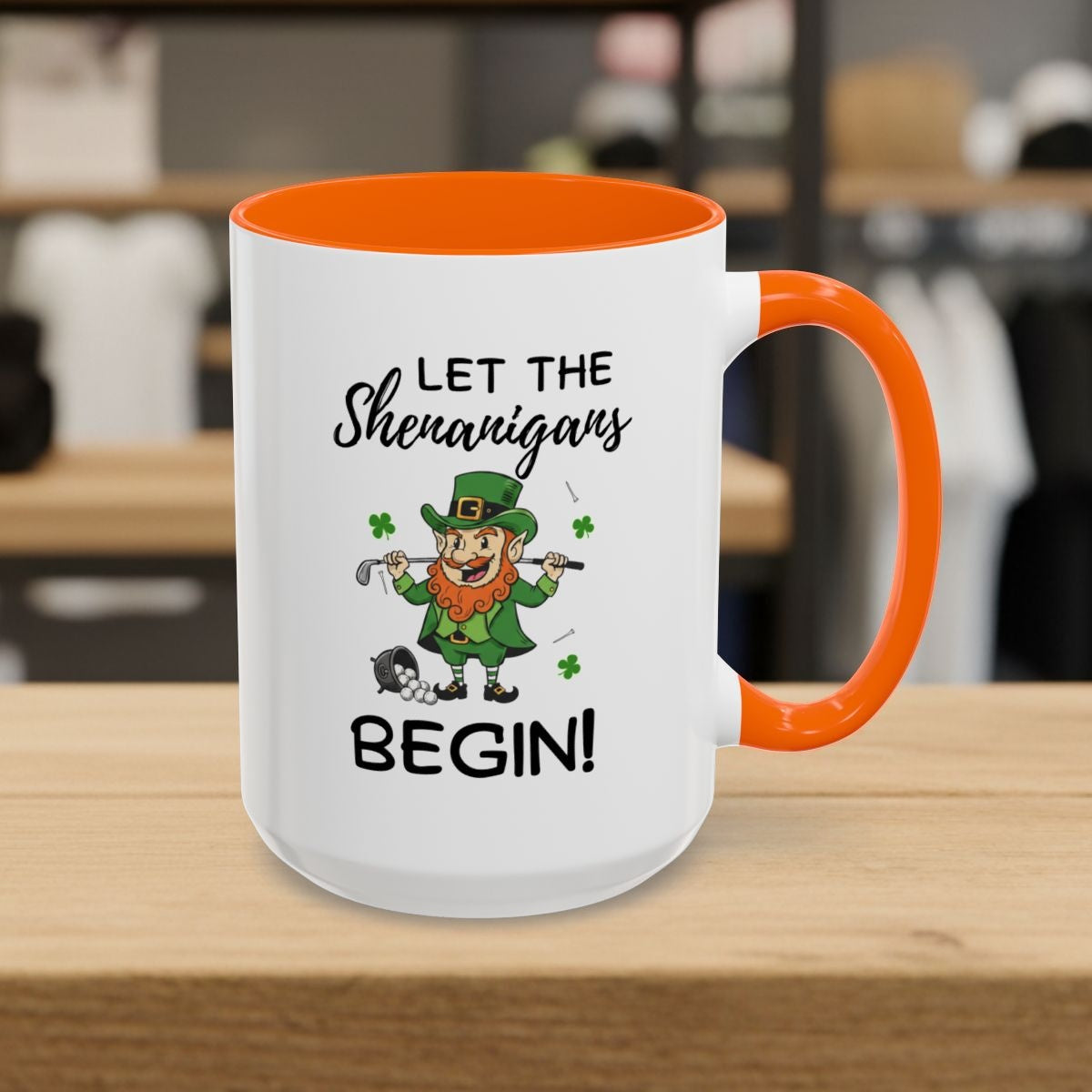Let The Shenanigans Begin - Golf Mug - 15oz in Orange