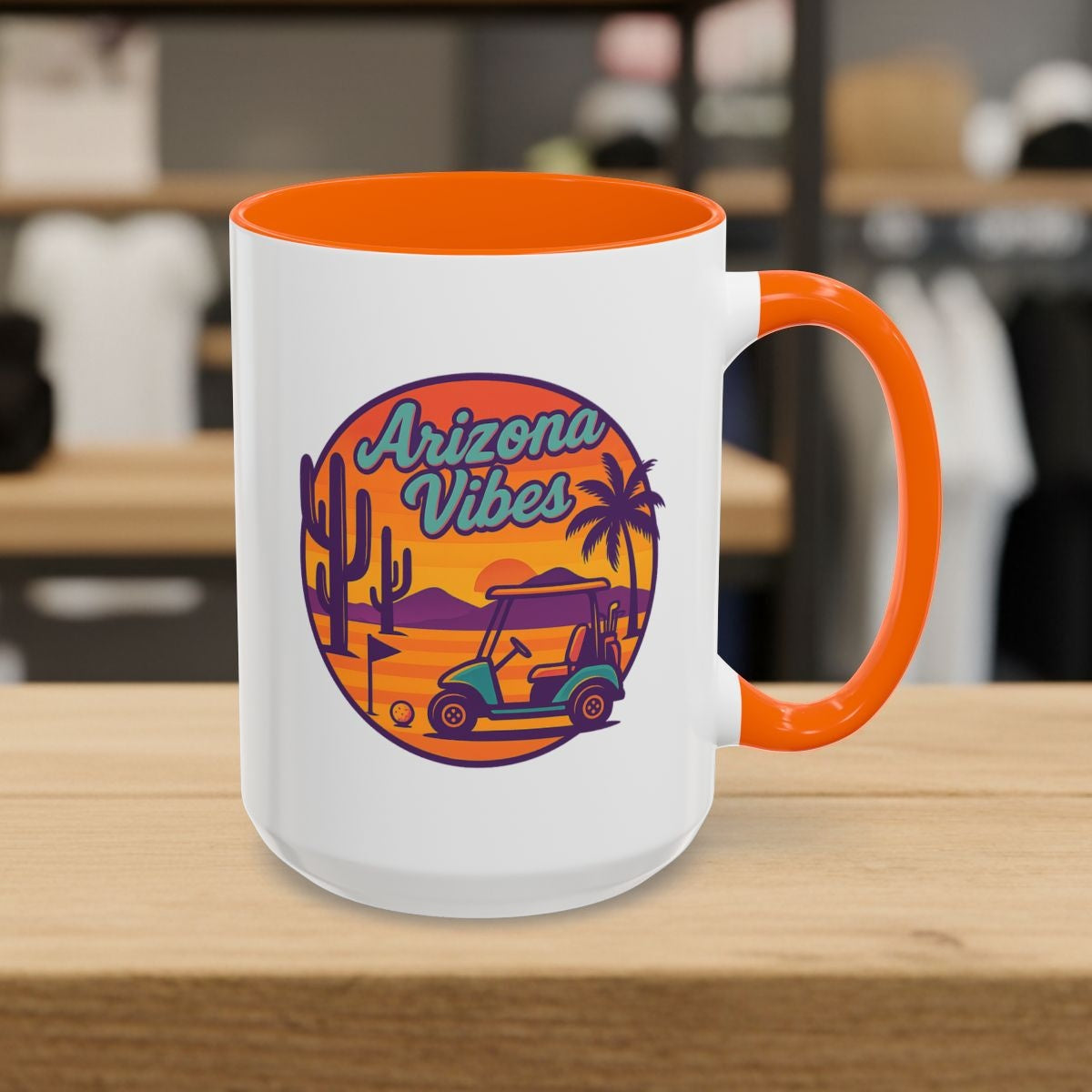 Golf Vibes - Arizona - Desert Edition Golf Destination - Golf Mug - 15oz in Orange