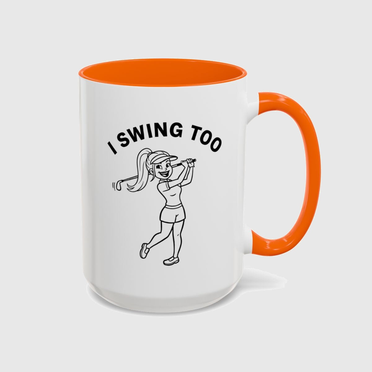 Retro I SWING TOO Women's Golf T-Shirt - Golf Mug in Orange