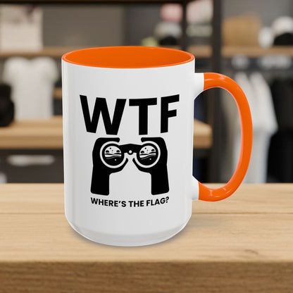 WTF - Where's the Flag - Golf Mug - 15oz in Orange