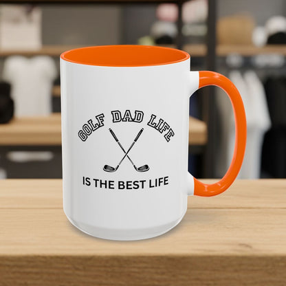 Golf Dad Life is the Best Life - Golf Mug - 15oz in Orange