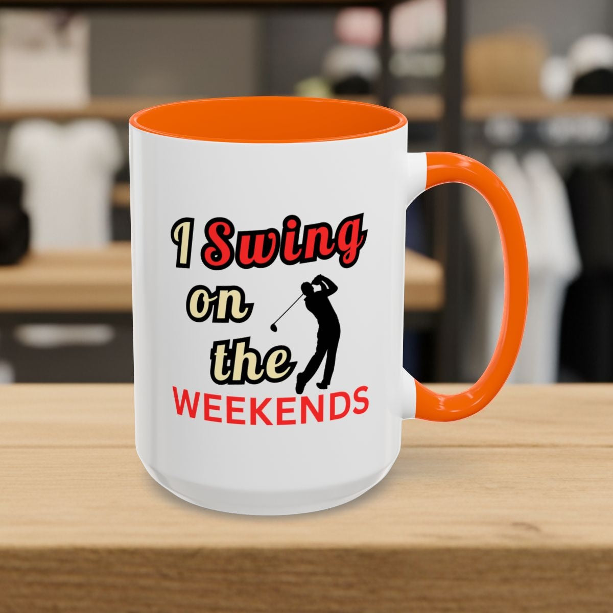 I Swing on the Weekends - Golf Mug - 15oz in Orange