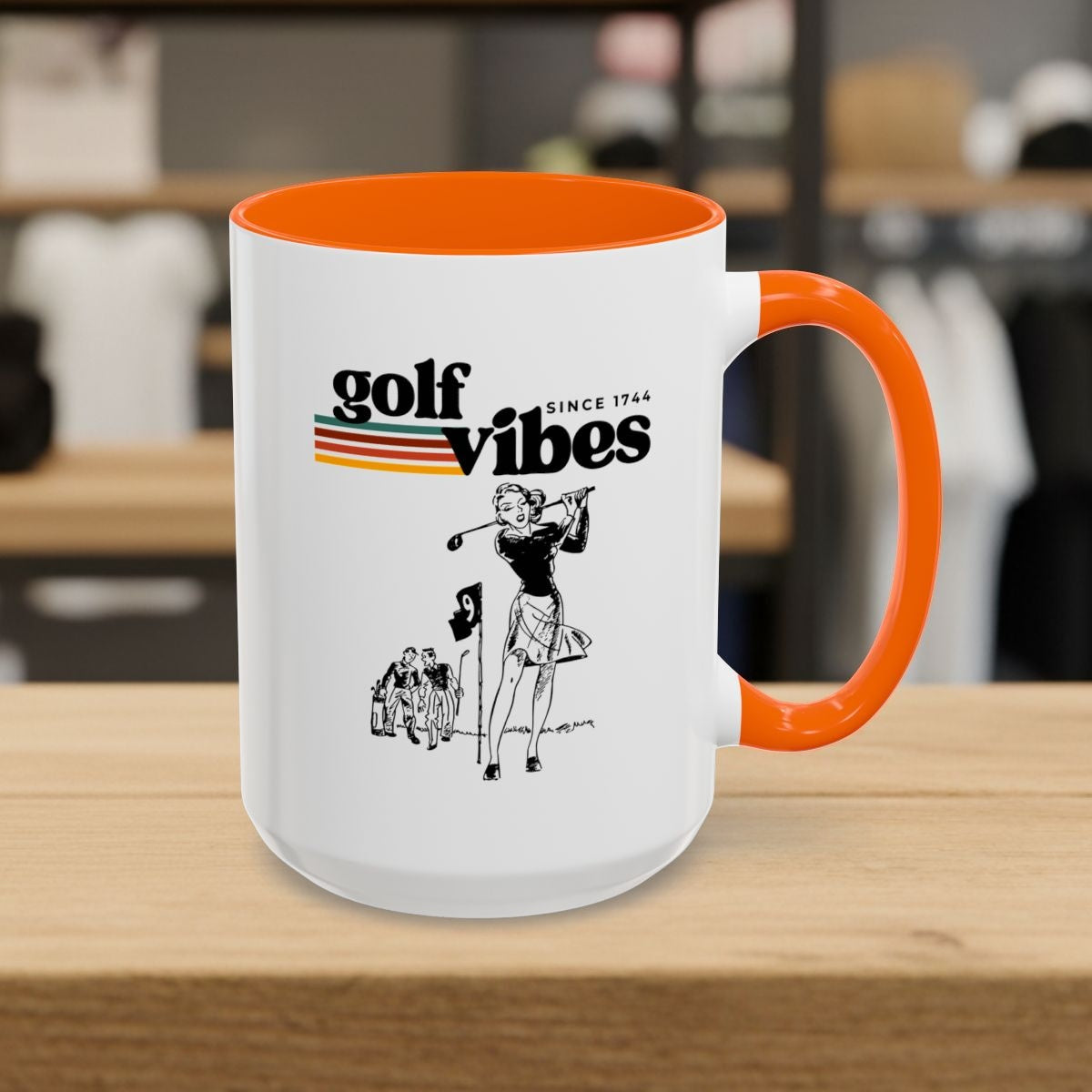 Golf Vibes Retro - Golf Mug - 15oz in Orange