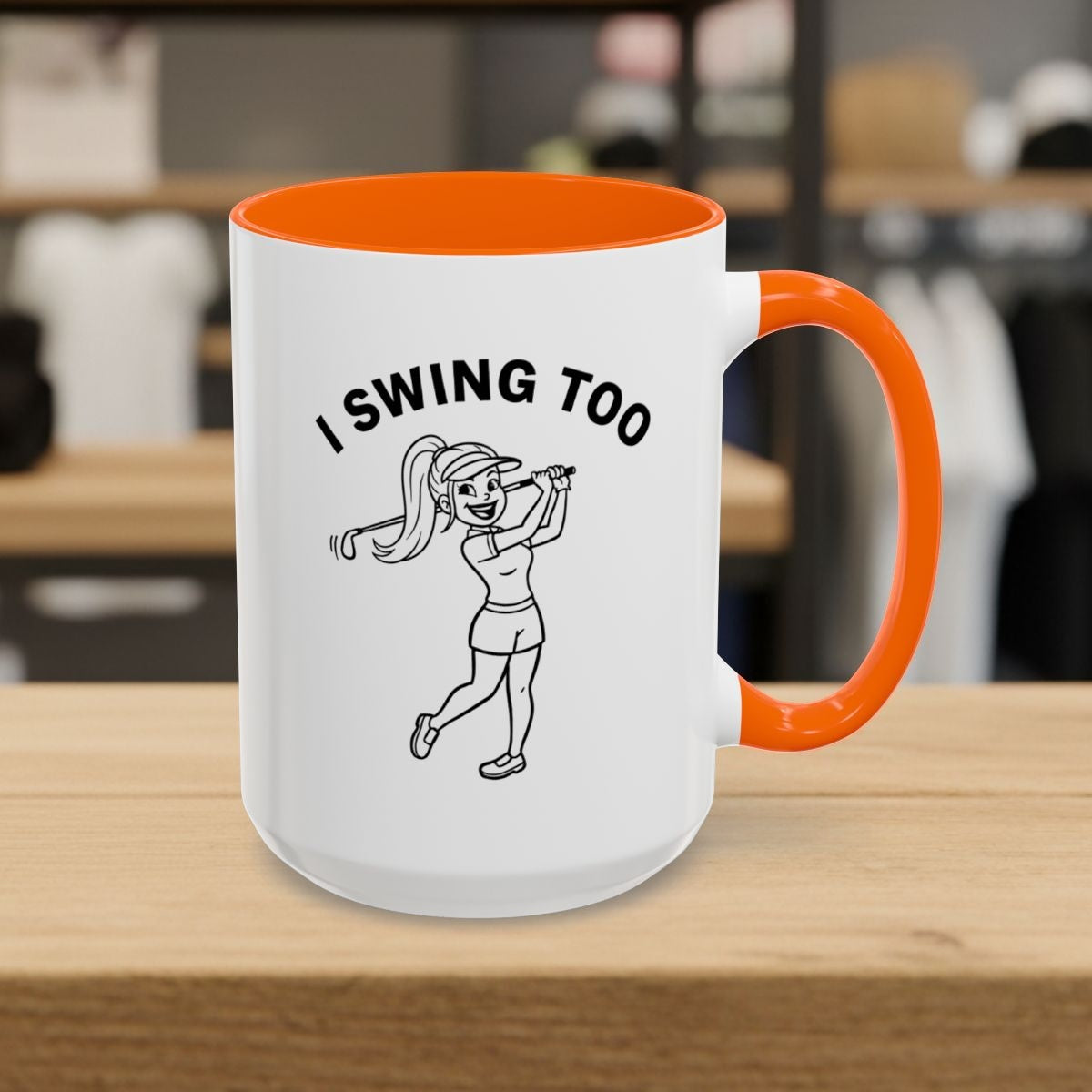 Retro I SWING TOO - Golf Mug - 15oz in Orange