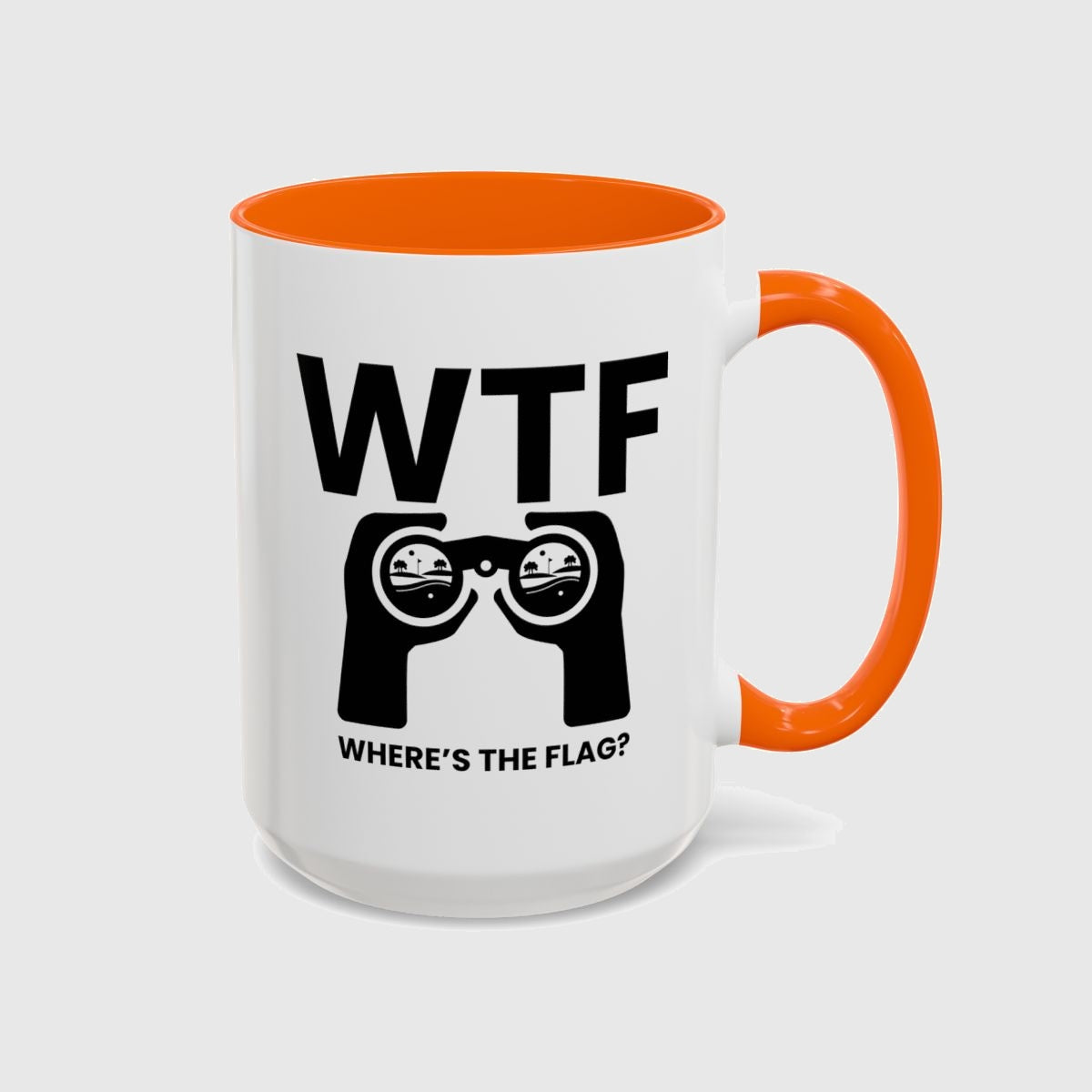 WTF - Where's the Flag - Golf Mug in Orange