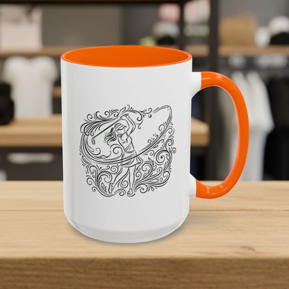EVERY SWING TELLS A STORY - Women's Golf Vine Art - Golf Mug in Orange
