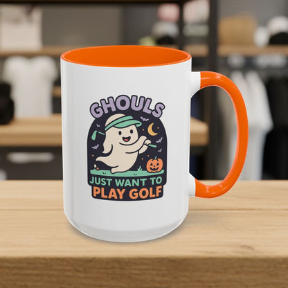 Ghouls Just Wanna Play Golf - Golf Mug - 15oz in Orange