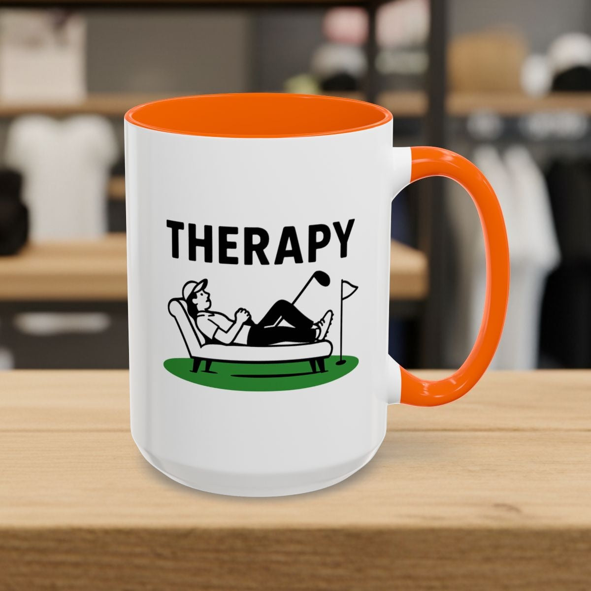 Golf Therapy - Golf Mug - 15oz in Orange