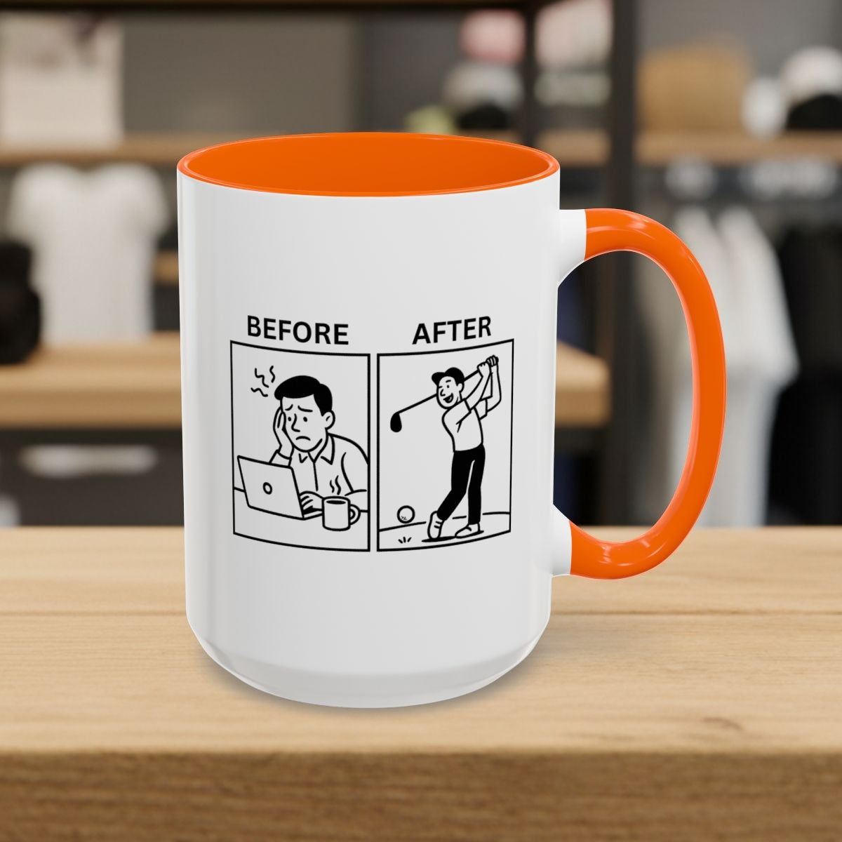 Before & After - Golf Mug - 15oz in Orange