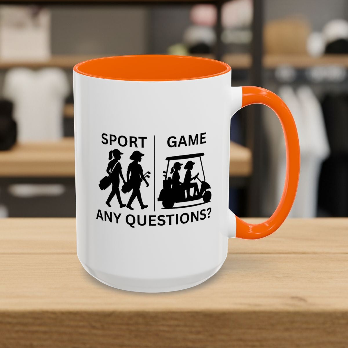 SPORT vs. GAME (Female) - Golf Mug - 15oz in Orange