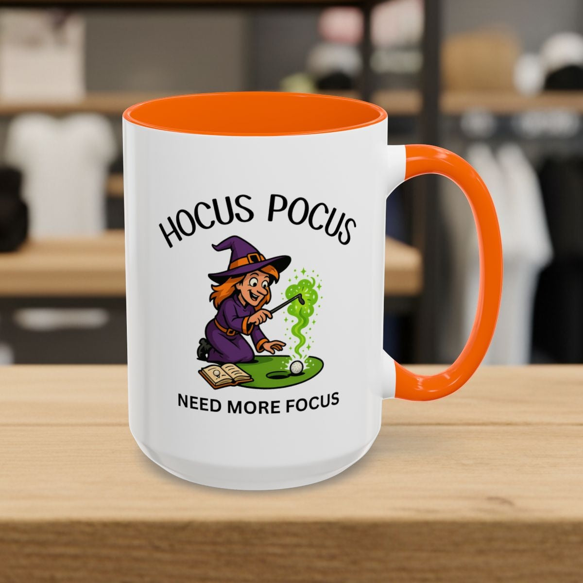 Hocus Pocus, Need More Focus - Golf Mug - 15oz in Orange