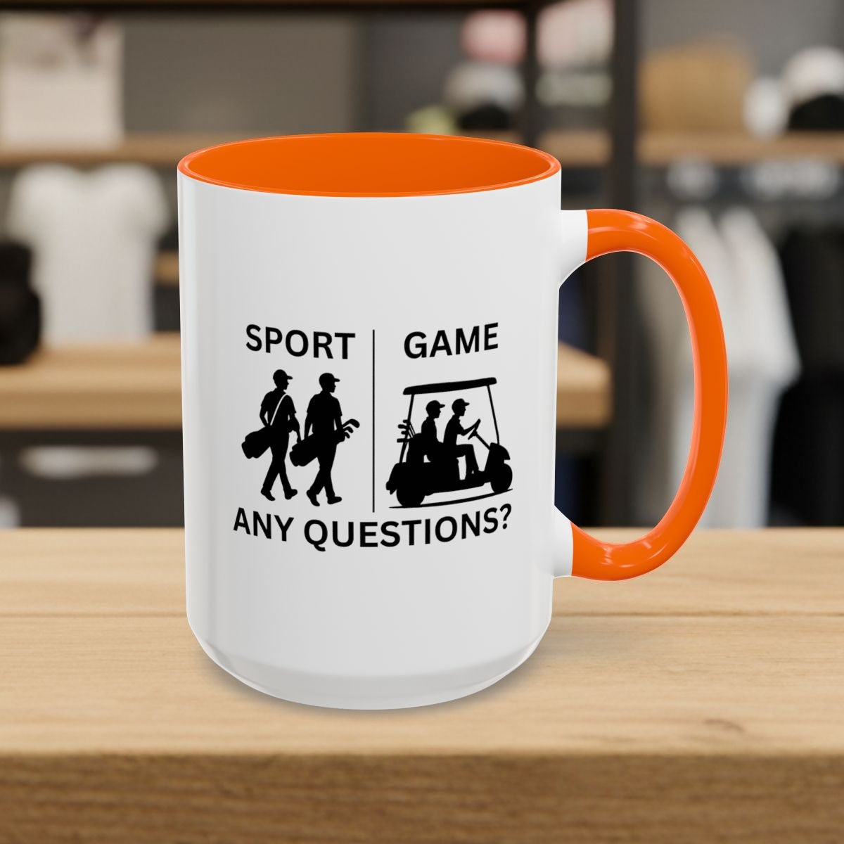 SPORT vs. GAME (Male) - Golf Mug - 15oz in Orange