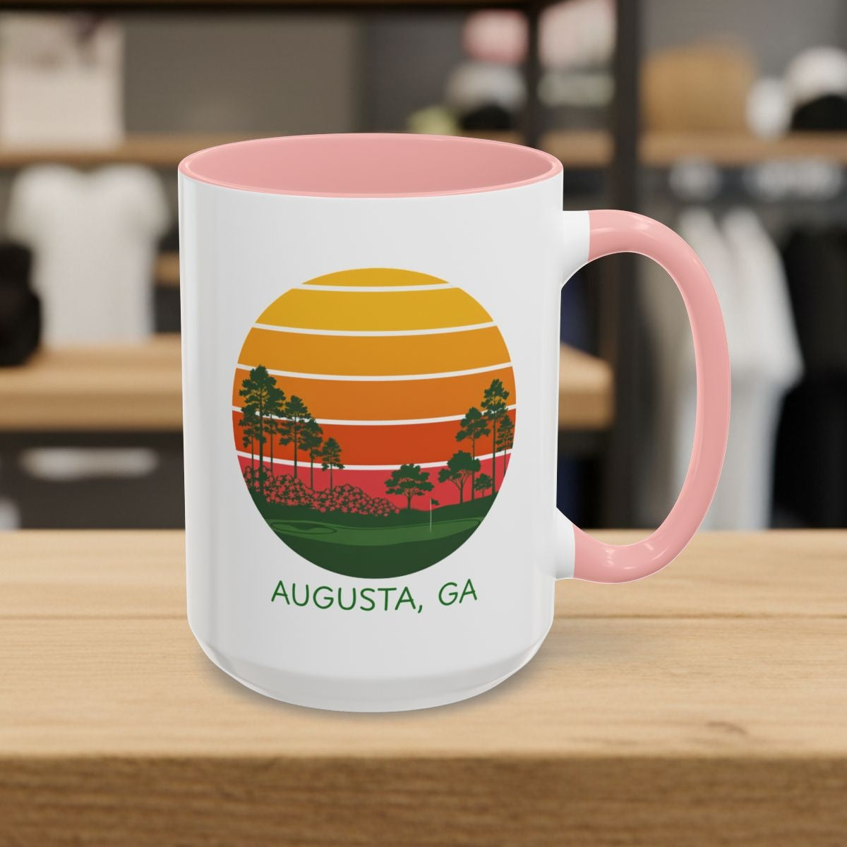 Retro Sunset - Augusta - Golf Mug in Pink