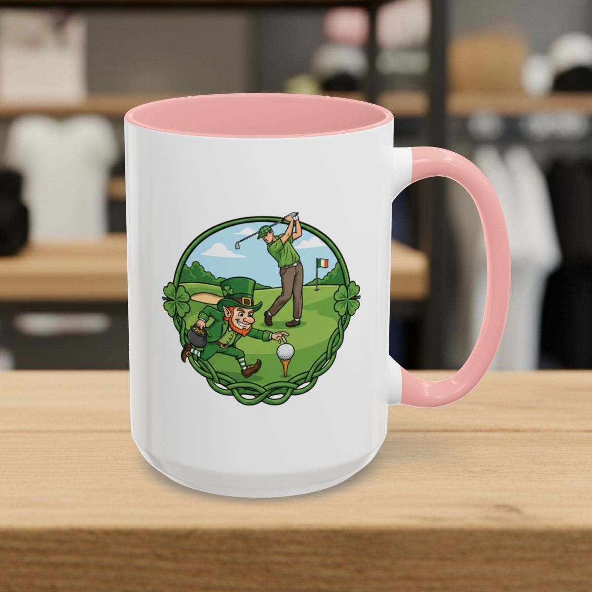 The Leprechaun Stole My Ball! - Golf Mug - 15oz in Pink