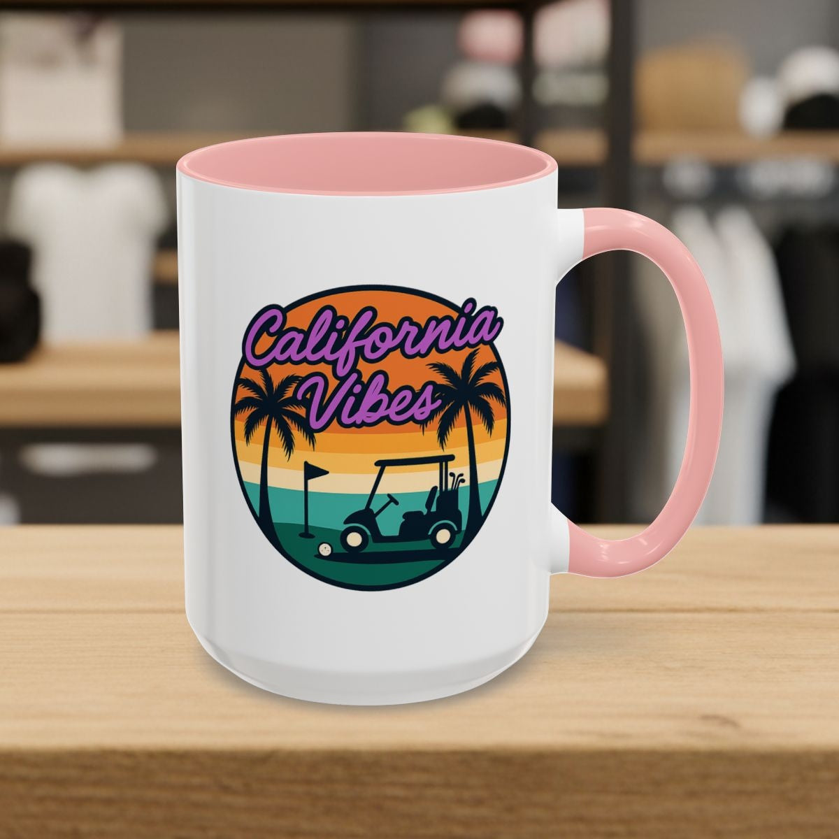 Golf Vibes - California Coast Edition - Golf Mug - 15oz in Pink