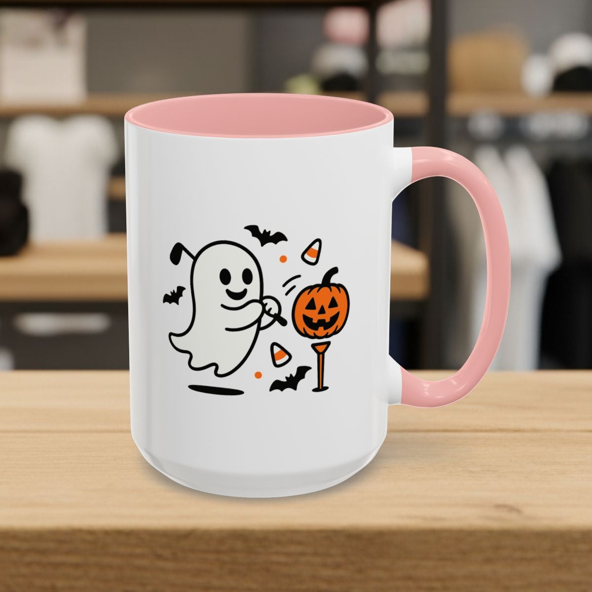 Ghost Tee Off - Golf Mug - 15oz in Pink