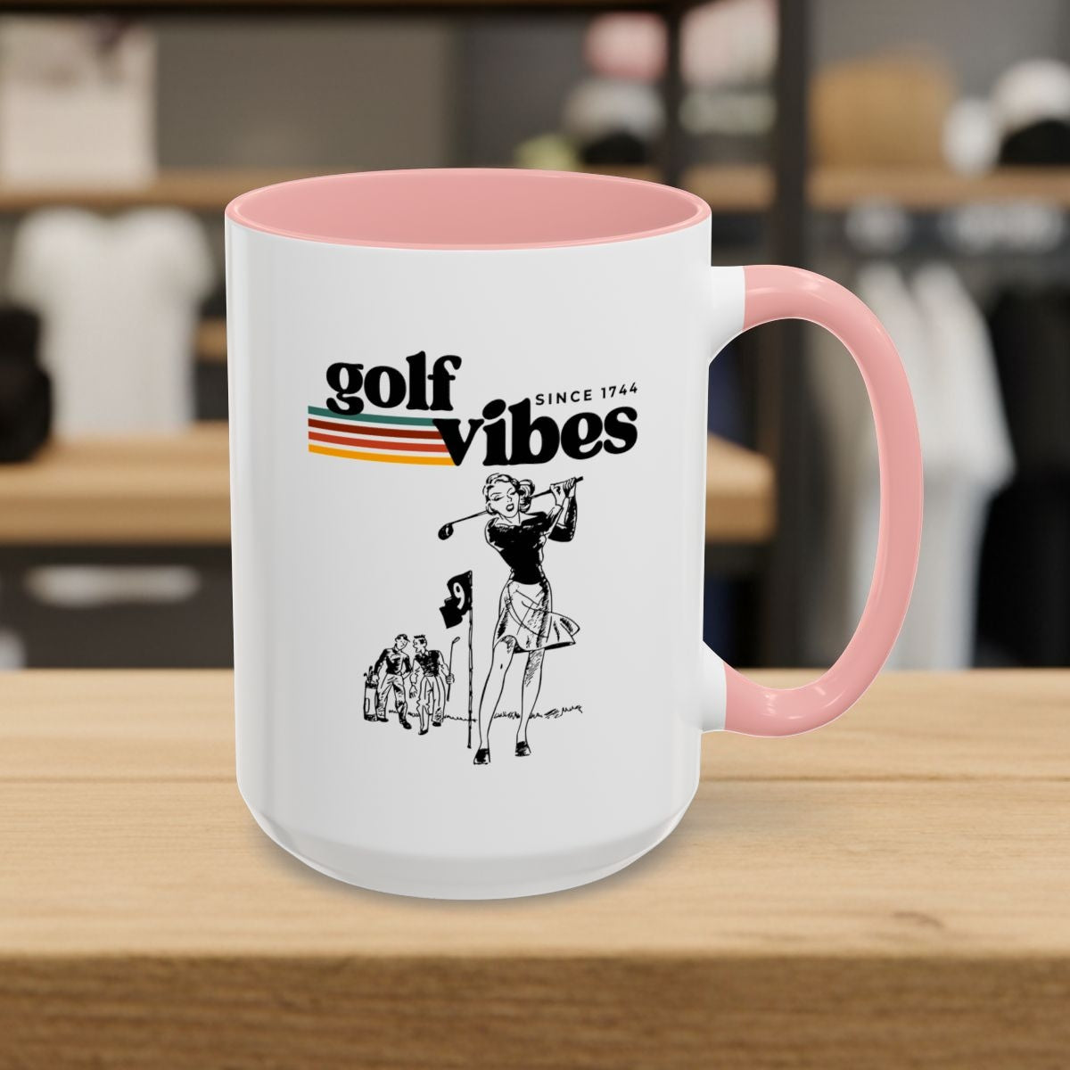 Golf Vibes Retro - Golf Mug - 15oz in Pink