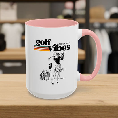 Golf Vibes Retro - Golf Mug - 15oz in Pink