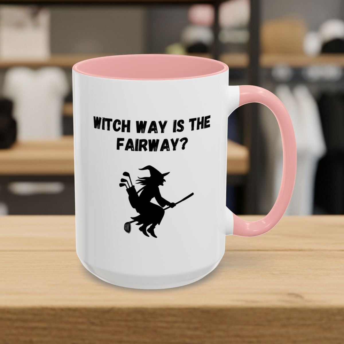 Witch Way is the Fairway - Golf Mug - 15oz in Pink