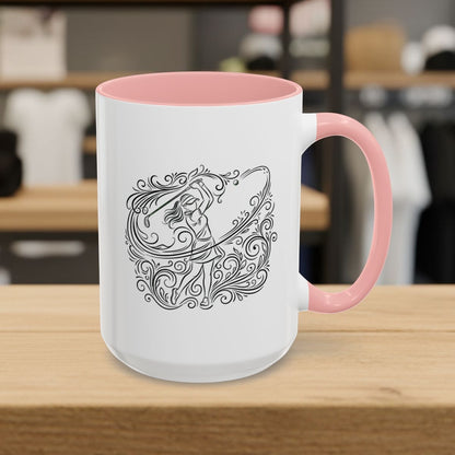 EVERY SWING TELLS A STORY - Women's Golf Vine Art - Golf Mug in Pink