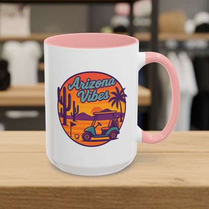 Golf Vibes - Arizona - Desert Edition Golf Destination - Golf Mug - 15oz in Pink