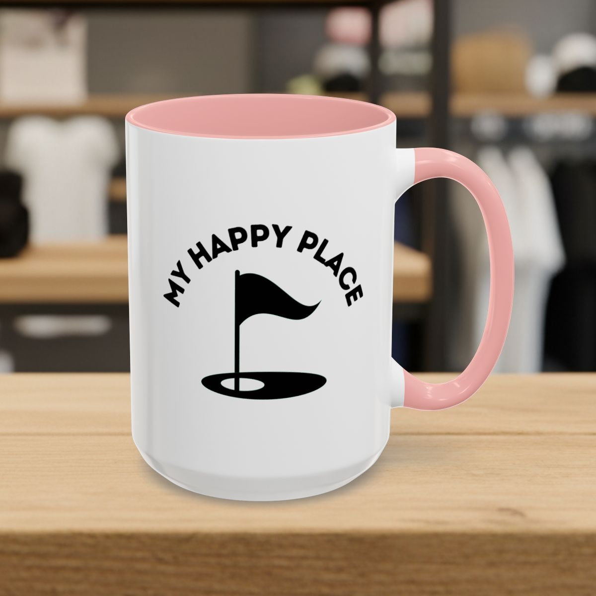 My Happy Place - Golf Mug - 15oz in Pink