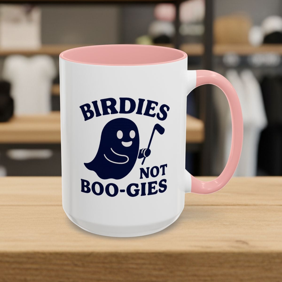 Birdies not BOO-GIES - Golf Mug - 15oz in Pink