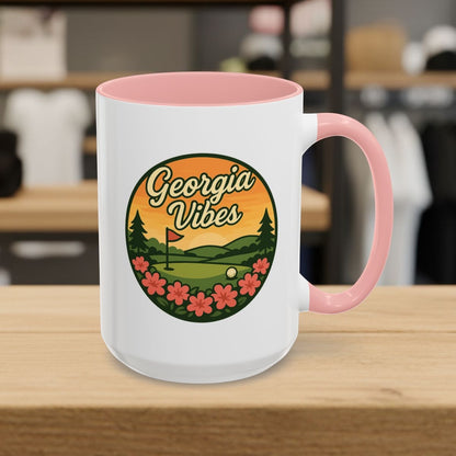 Golf Vibes - Georgia Azalea Edition - Golf Mug - 15oz in Pink
