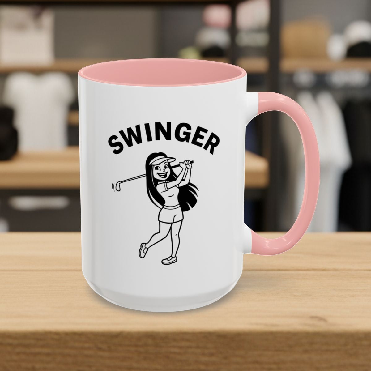 Retro Swinger Women's - Golf Mug - 15oz in Pink