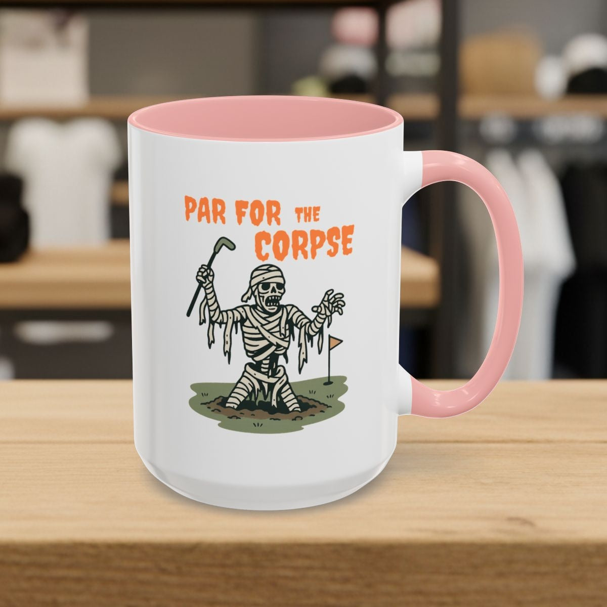 Par for the Corpse - Golf Mug - 15oz in Pink