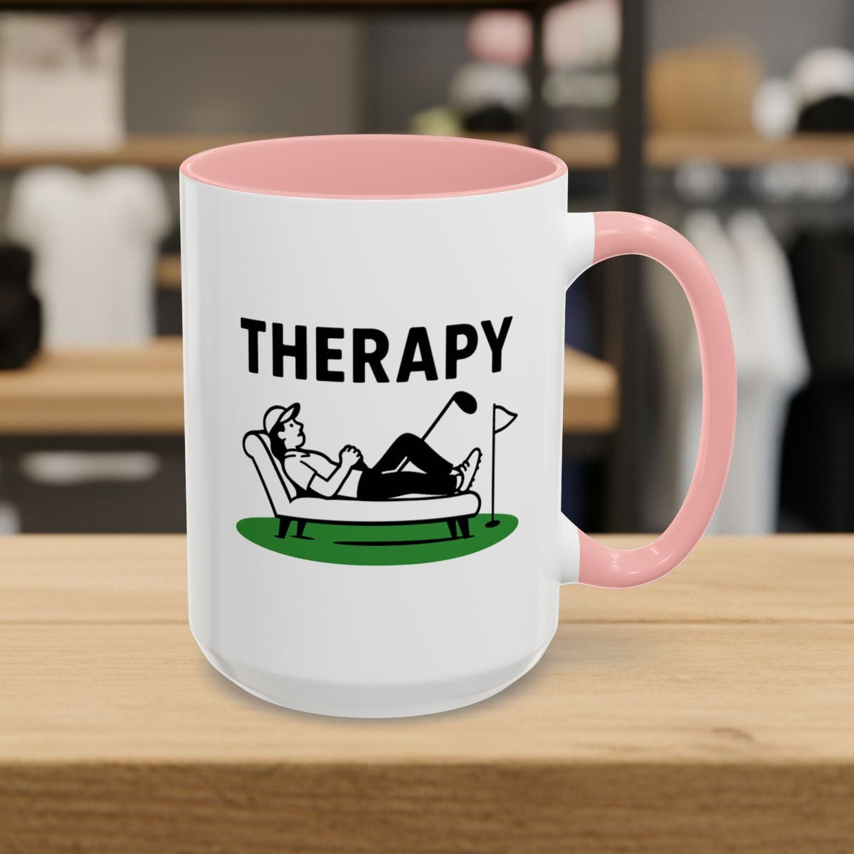 Golf Therapy - Golf Mug - 15oz in Pink