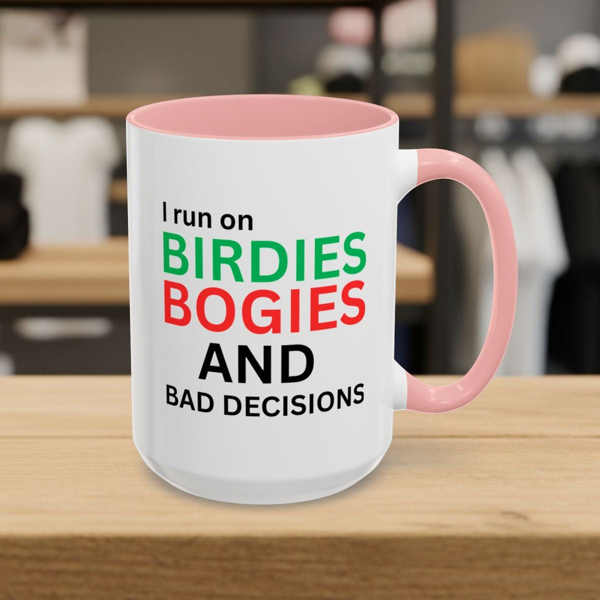 I run on... - Golf Mug - 15oz in Pink