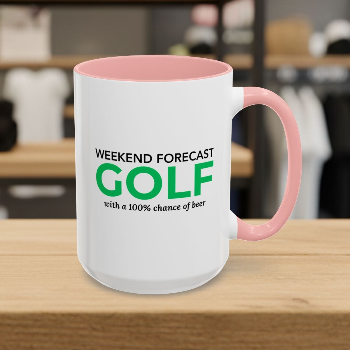 Weekend Forecast - Golf Mug - 15oz in Pink