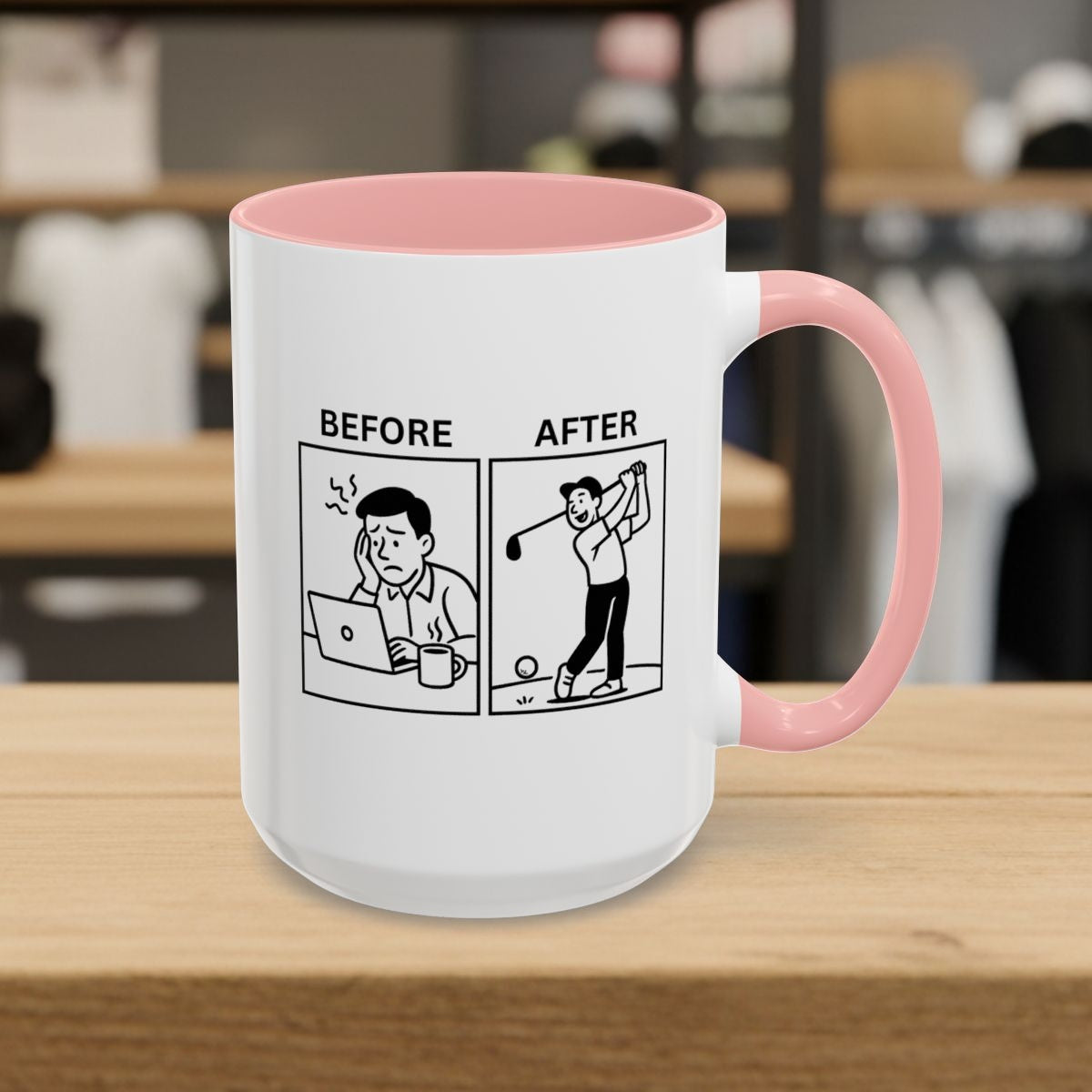Before & After - Golf Mug - 15oz in Pink