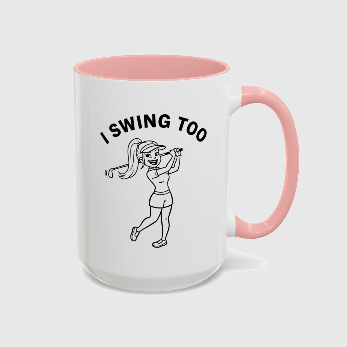 Retro I SWING TOO Women's Golf T-Shirt - Golf Mug in Pink