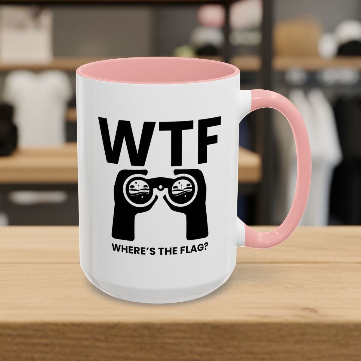 WTF - Where's the Flag - Golf Mug - 15oz in Pink