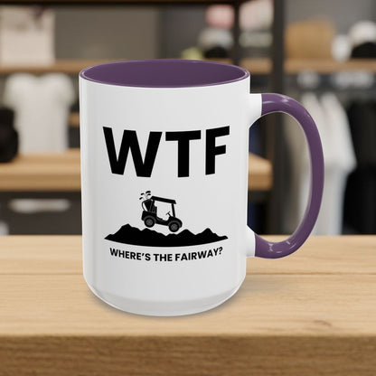 WTF - Where's the Fairway - Golf Mug - 15oz in Purple