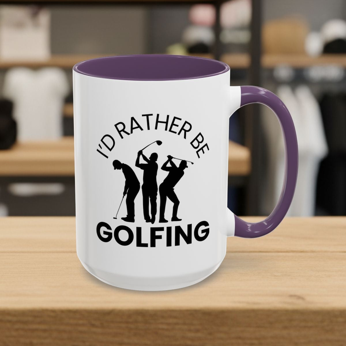 I'd Rather Be Golfing - Golf Mug - 15oz in Purple