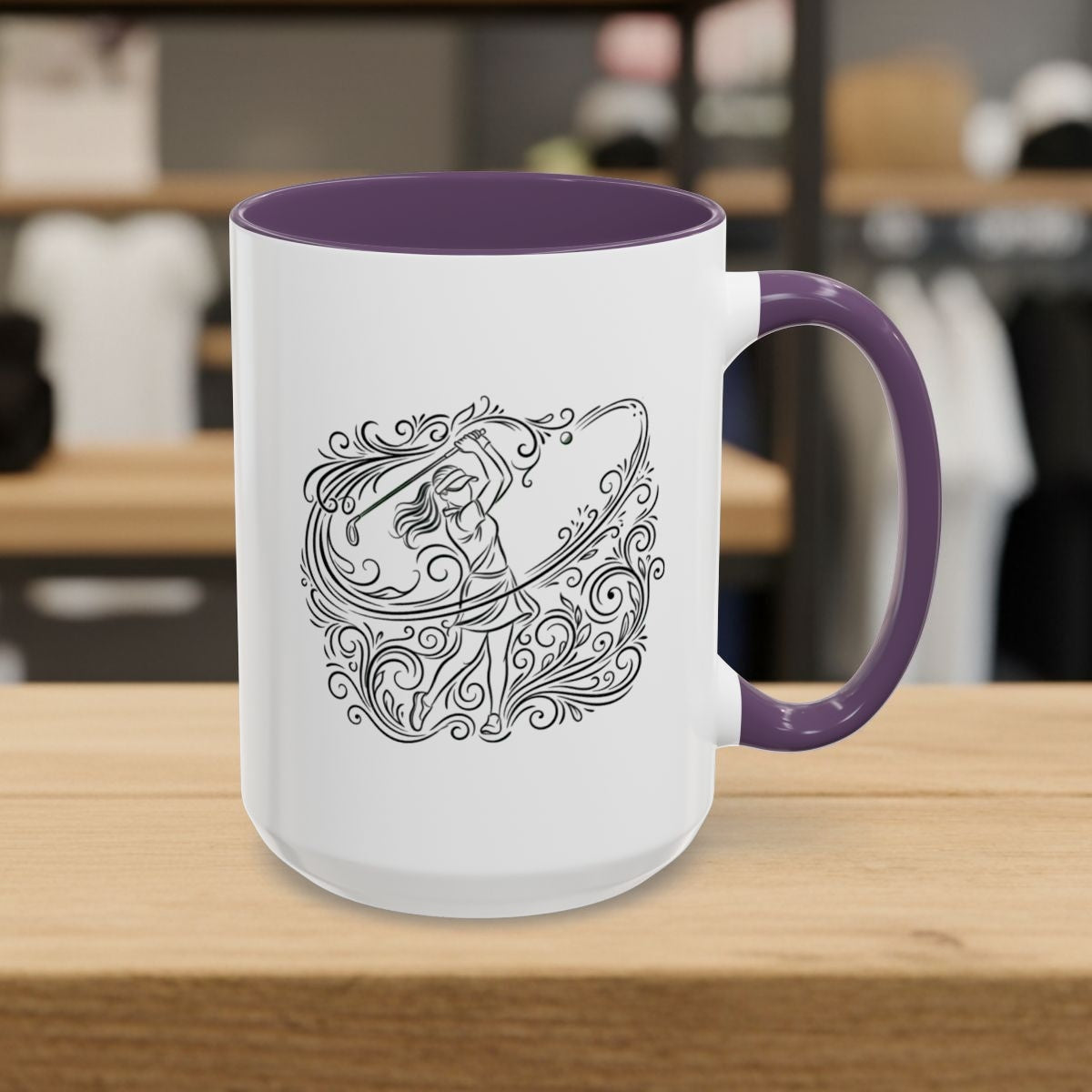 EVERY SWING TELLS A STORY - Women's Golf Vine Art - Golf Mug in Purple