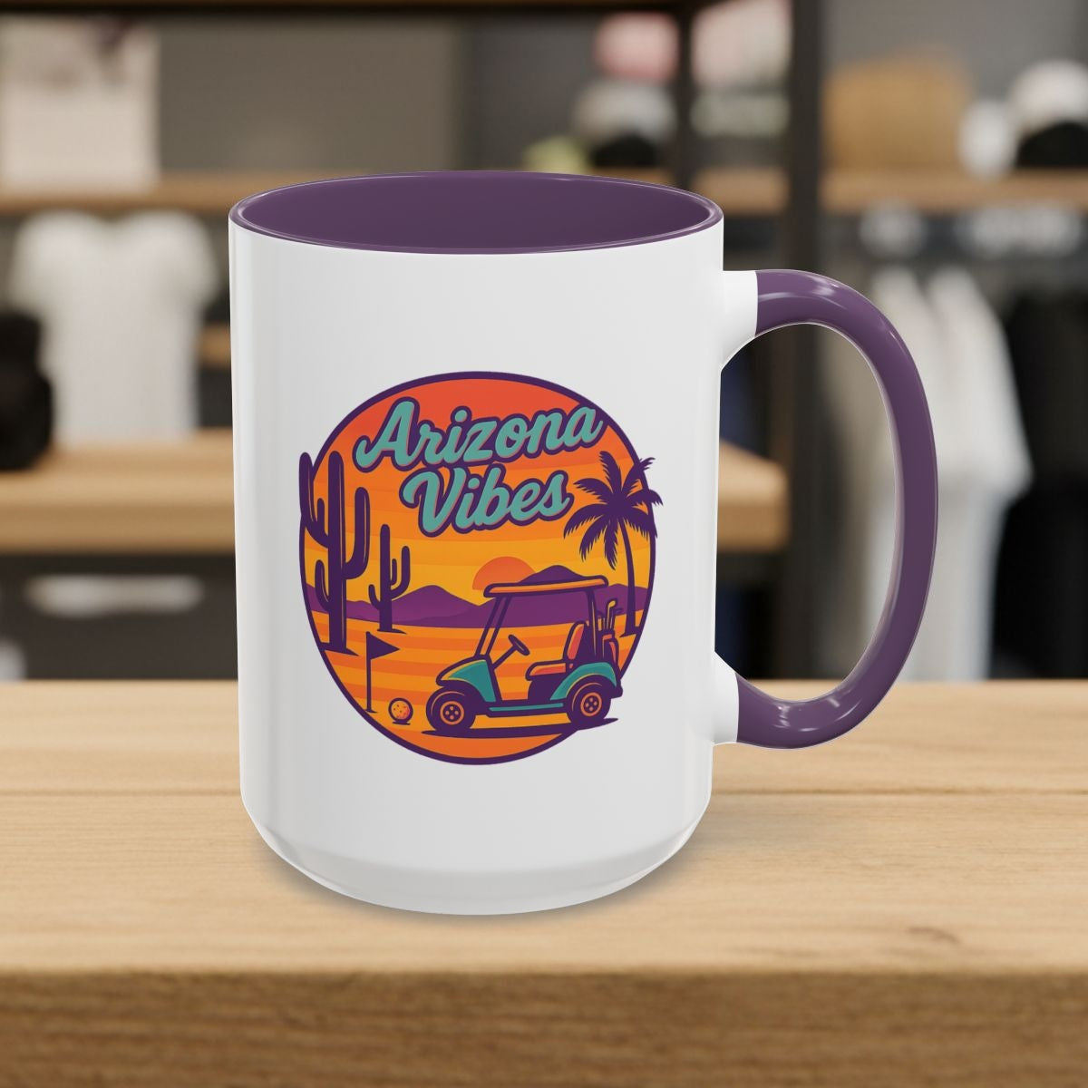 Golf Vibes - Arizona - Desert Edition Golf Destination - Golf Mug - 15oz in Purple