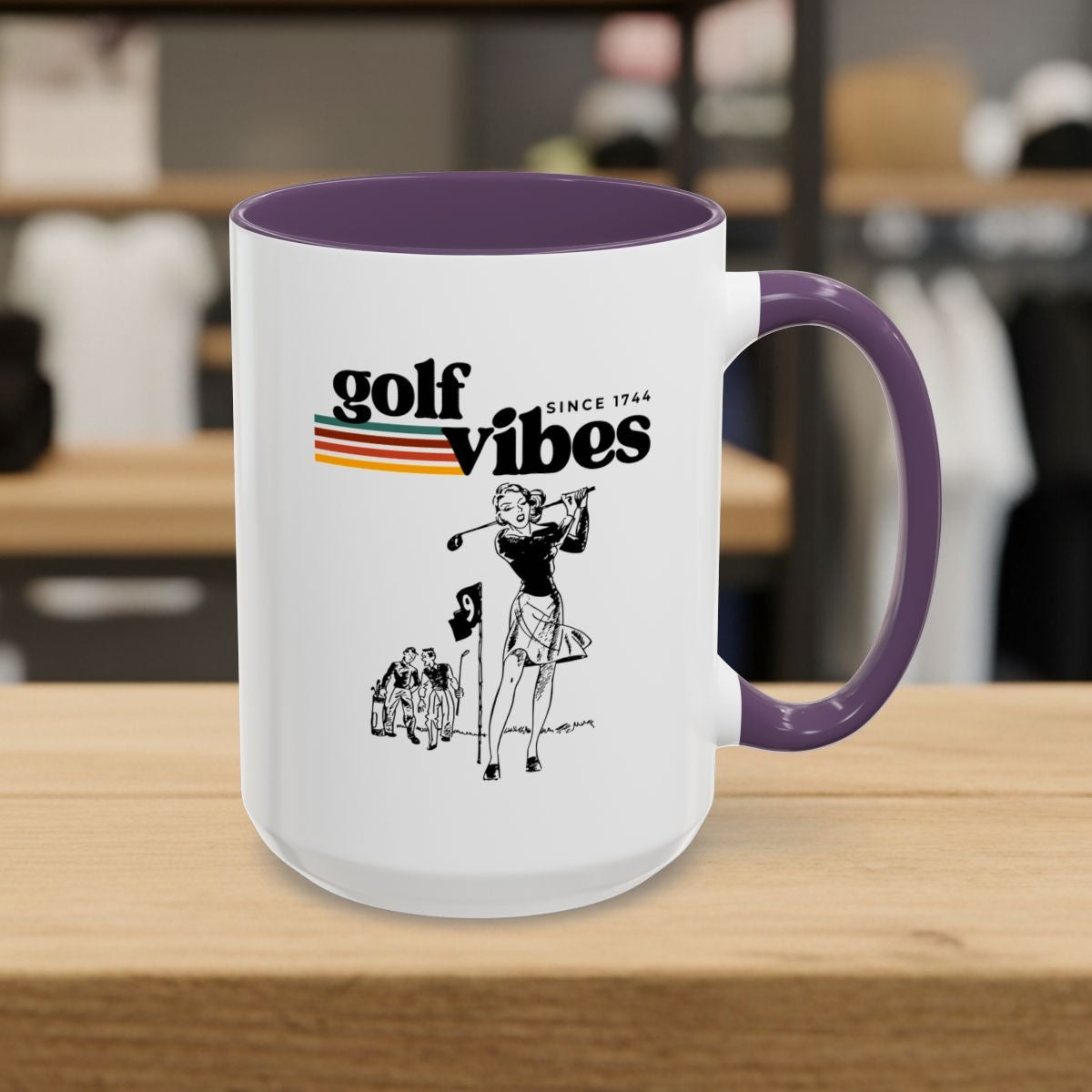 Golf Vibes Retro - Golf Mug - 15oz in Purple