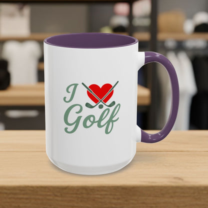 I Love Golf - Golf Mug - 15oz in Purple