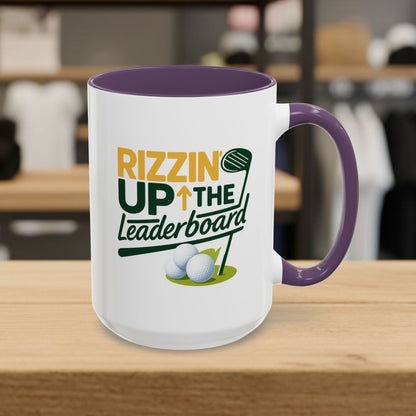 Rizzin' Up The Leaderboard - Golf Mug - 15oz in Purple