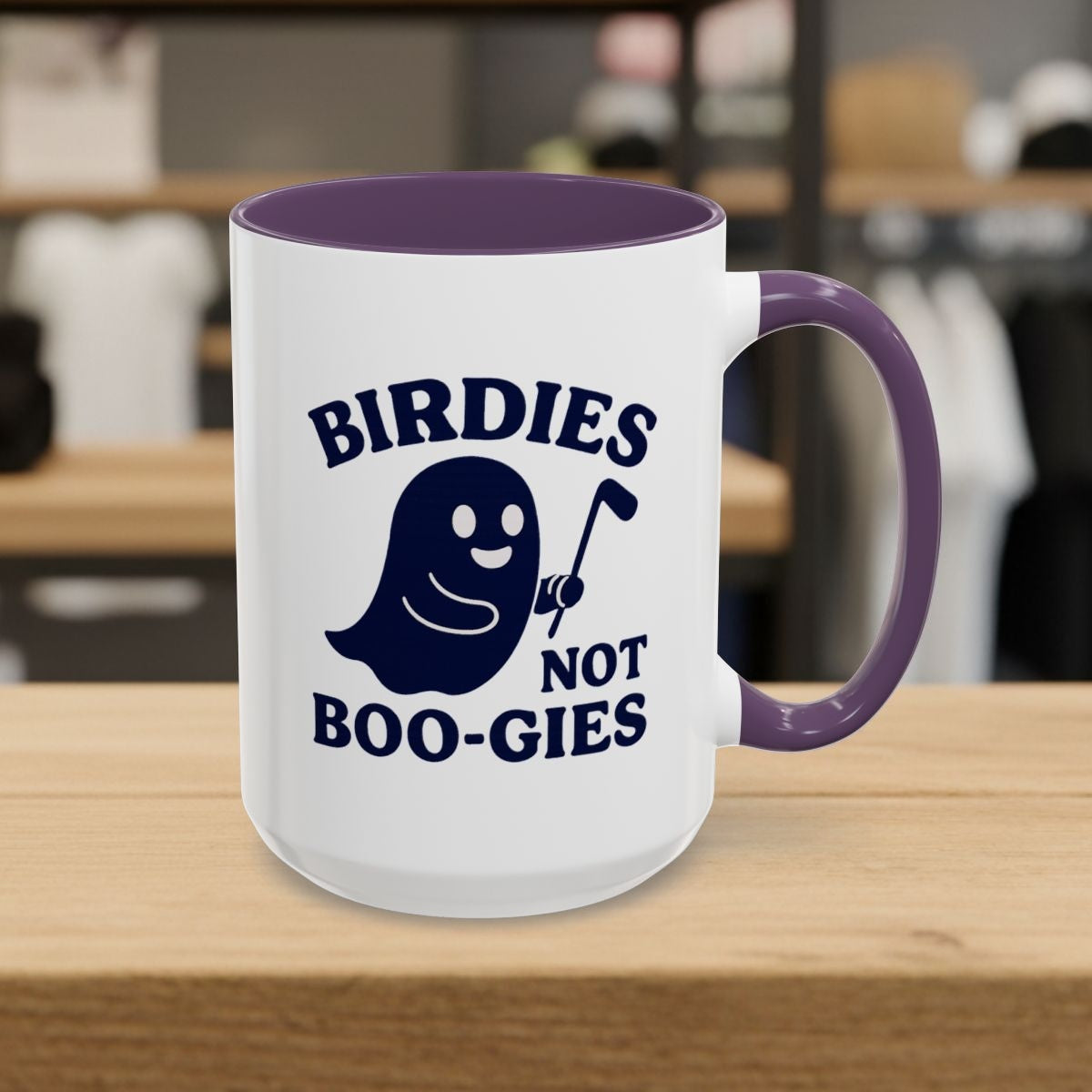 Birdies not BOO-GIES - Golf Mug - 15oz in Purple